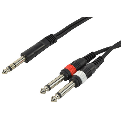 Two Mono 1 /4" Jack To One Stereo 1 /4" Jack Lead 0.5m