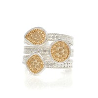 Image of Beaded Triple Ring - Gold & Silver