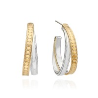 Signature Crossover Hoop Earrings - Gold & Silver