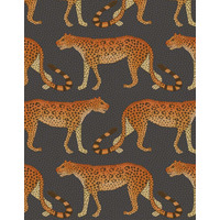 Image of Leopard Walk by Cole & Son - Charcoal / Orange - Wallpaper - 109/2008