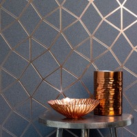 Image of Platinum Geo Trellis Texture Wallpaper Charcoal Grey / Copper Fine Decor FD42490
