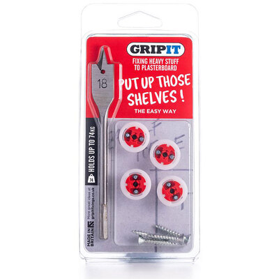18mm Plasterboard Fixing - Shelf Kit (Red) e.g. Small Shelves, Shower Units, Mirrors