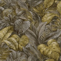 Image of Anori Tropical Leaf Wallpaper Ochre Holden 91110