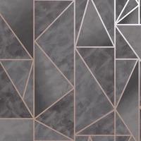 Image of Charon Geometric Wallpaper Charcoal/Rose Gold Holden 91142