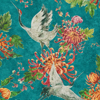 Image of Asian Fusion Cranes Wallpaper Teal AS Creation 37464-1