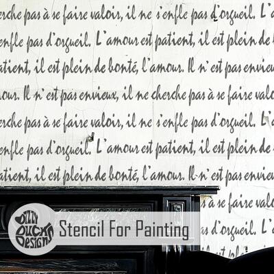 FRENCH SCRIPT Wall and Furniture Stencil - Furniture Medium