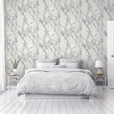 Artistick Carrara Marble Self Adhesive Wallpaper White / Silver Arthouse 300224 6m x 0.53m