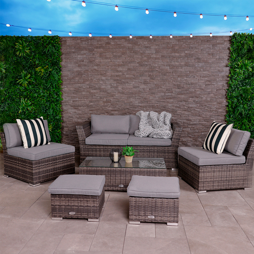 St Tropez Rattan Lounge Set - Grey