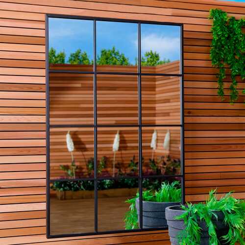 Large Industrial Window Mirror - Black
