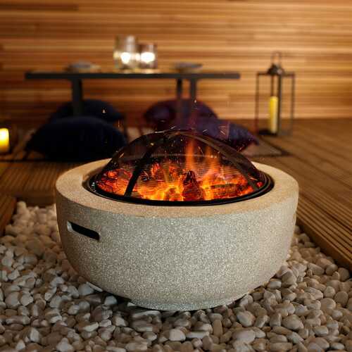 60cm Round Magnesia Fire Pit with Mesh Cover