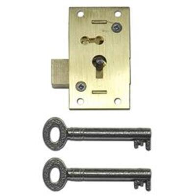 ASEC 51 2 & 4 Lever Straight Cupboard Lock - 2 Lever 50mm SB KD Visi