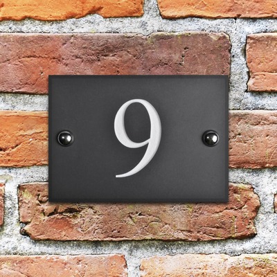 House numbers in smooth slate with 1 digit - any number 1 to 9