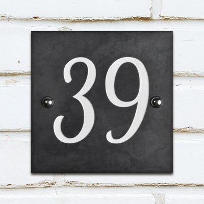 Square Smooth Slate House Number 15 x 15cm