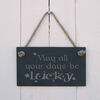 Image of Irish slate hanging sign " May all your days be Lucky " - a fun gift