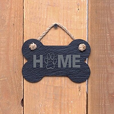 Small Bone Slate hanging sign - "Home" - a great present for Pet Lovers