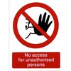 Image of No Access for unauthorised persons Sign