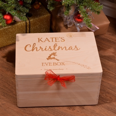 Personalised wooden Christmas eve box - engraved with your child’s name