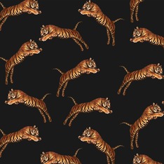Paloma Home Pouncing Tiger Wallpaper Black 921509