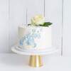 One Tier Watercolour Rose Wedding Cake - Blue - Small 6"