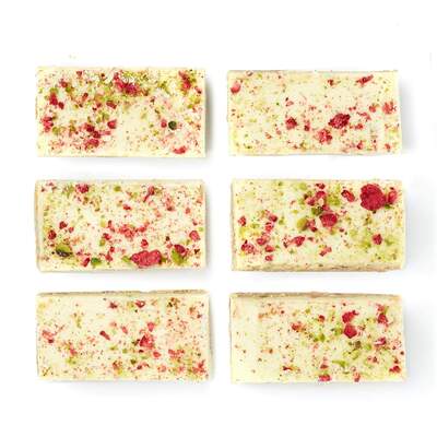 White Chocolate And Pistachio Brownie - Traybake - 6 Slices &pipe; Online - UK Delivery By Post &pipe; Near You