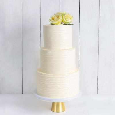 Three Tier Floral Ruffle Wedding Cake - Classic White Rose - Three Tier (10", 8", 6")