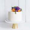 One Tier Decorated White Wedding Cake - Purple & Orange - Extra Large 12"