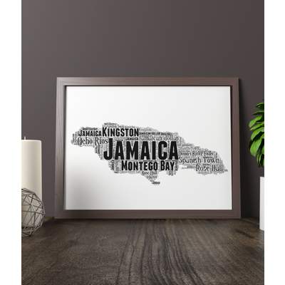 Personalised Jamaica Map Word Art Picture Frame Gift