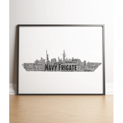 Personalised Royal Navy Frigate Ship Word Art Gift