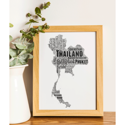 Personalised Thailand Word Art Map
