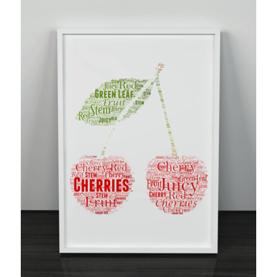Personalised Cherries Word Art Print - Cherry Gift