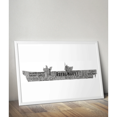 Personalised Royal Navy Aircraft Carrier Word Art Picture Gift