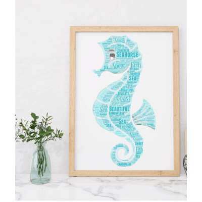 Seahorse Personalised Bathroom Picture Word Art Frame