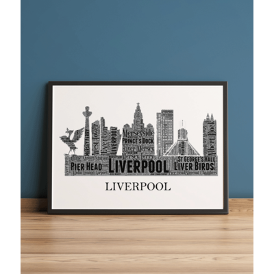 Personalised Liverpool Skyline Word Art