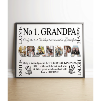 No 1 GRANDPA Personalised Photo Collage Picture Frame Gift