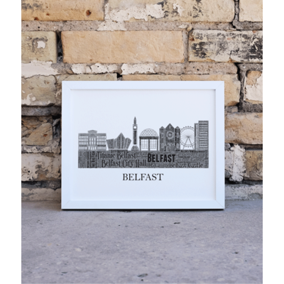 Personalised Belfast City Skyline Word Art Picture Frame