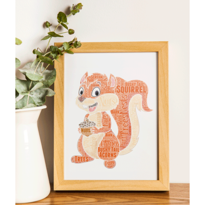 Personalised Squirrel Word Art Cloud Print