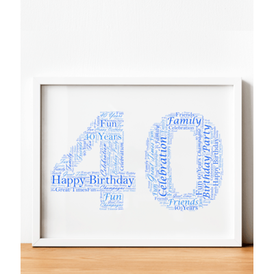 Personalised 40th Birthday or Anniversary Word Art Gift
