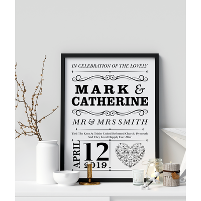 Personalised Wedding Frame Gift for Bride and Groom