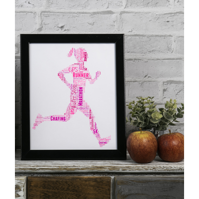 Female Runner Word Art Print - Running Gift