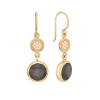 Image of Grey Sapphire Double Drop Earrings - Gold