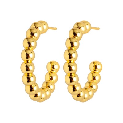 Colour Ball Large Hoop Earrings - Gold