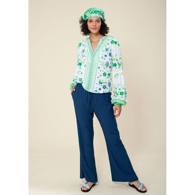 Hale Bob Embroidered Peasant Top Green