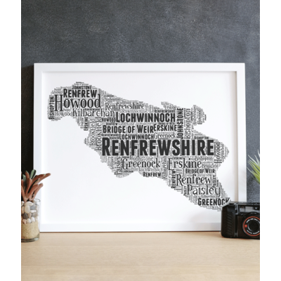 Renfrewshire - Personalised Word Art Map