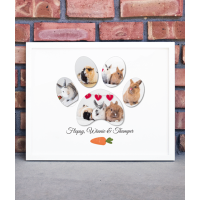 Personalised Pet Rabbit Paw Photo Print Gift