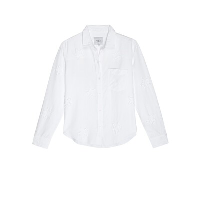 Rails Ingrid Raw Hem Linen Mix Shirt White Stars