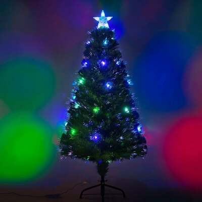 Green Fibre Optic Christmas Tree 2ft to 7ft with Multi Coloured LED Lights, 2ft / 60cm