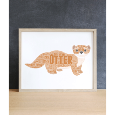 Personalised Otter Word Art Picture Frame - Otter Print
