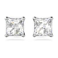 Image of Swarovski Attract stud earrings, Square cut crystal, White, Rhodium plated, 5430365