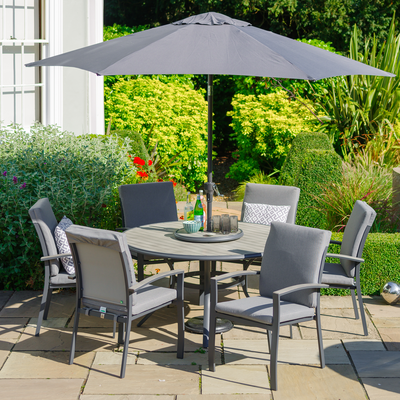 LG Outdoors Turin 6 Seat Dining Set with Lazy Susan and 3m Parasol
