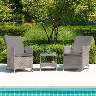 Bracken Outdoors Michigan Rattan Lounge Recliner Set with Bistro Table - Cappuccino